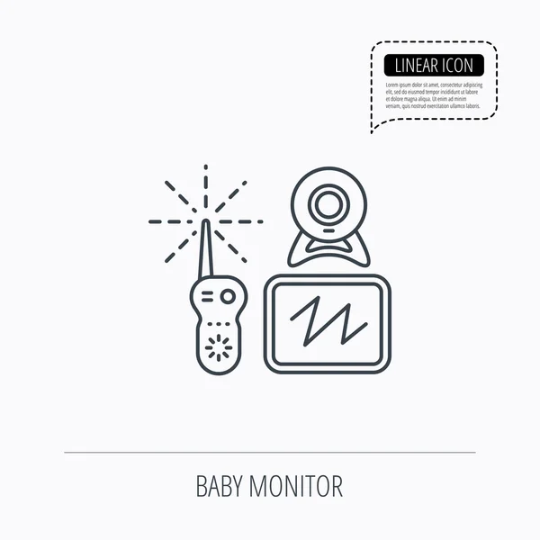 Het pictogram van de monitor van baby. Video kindermeisje voor pasgeboren teken. — Stockvector