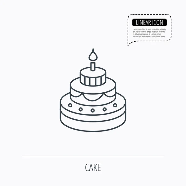 Cake icon. Birthday delicious dessert sign. — Stock Vector