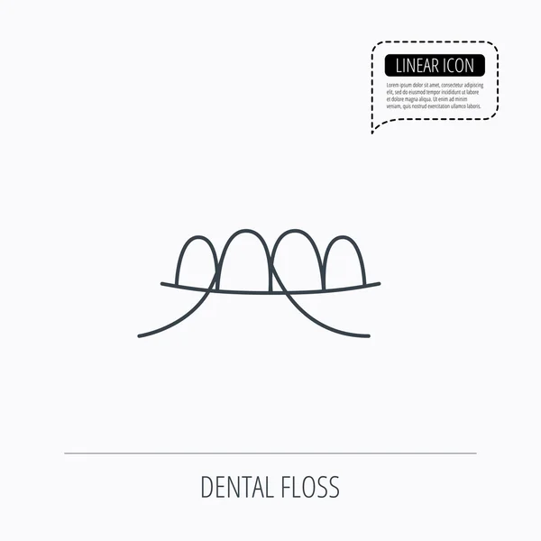 Dental floss icon. Teeth cleaning sign. — Stock Vector