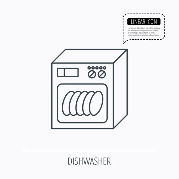 Icône lave-vaisselle. Panneau d'appareil de cuisine . — Image vectorielle