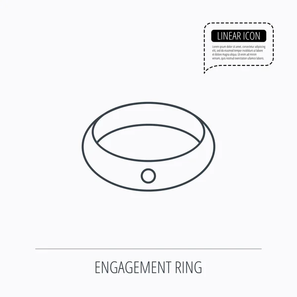 Ícone de anel de noivado diamante. Sinal de joalharia . — Vetor de Stock