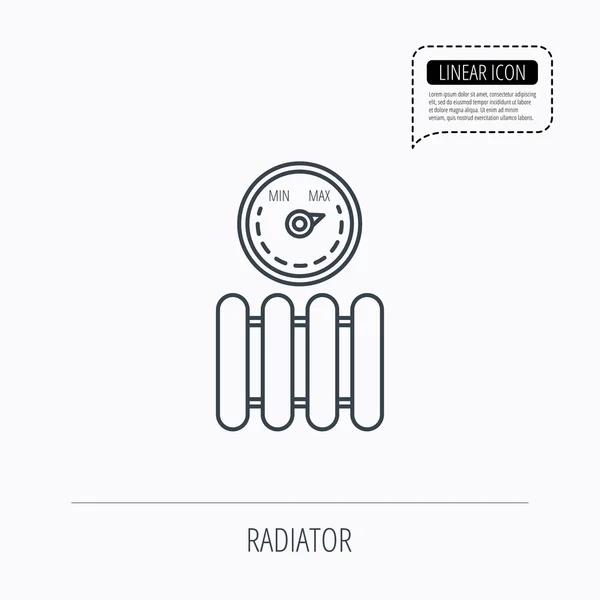 Radiador com ícone regulador. Sinal do aquecedor . — Vetor de Stock