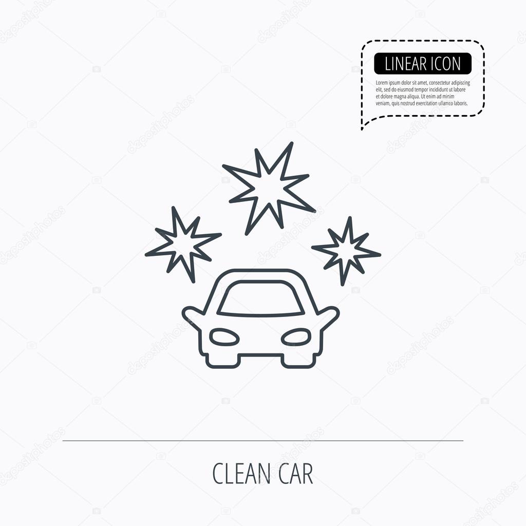 Clean car icon. Cleaning wash station sign.