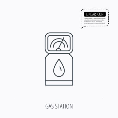 Benzin istasyonu simgesi. Benzin yakıt pompası işareti.