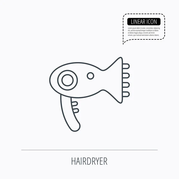 Icono del secador de pelo. Señal de secador electrónico . — Vector de stock