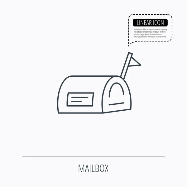 Postlåda med flaggikonen. Skicka e-post box skylt. — Stock vektor