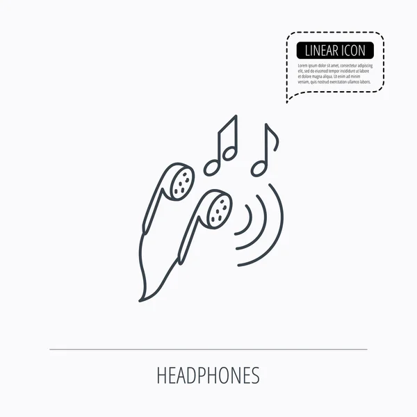 Headphones icon. Musical notes signs. — Stock Vector