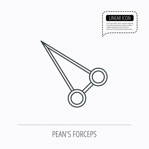 Ícone de pinça de ervilha. Sinal de ferramenta de cirurgia médica . — Vetor de Stock