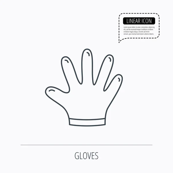 Rubber handschoenen pictogram. Latex hand bescherming teken. — Stockvector