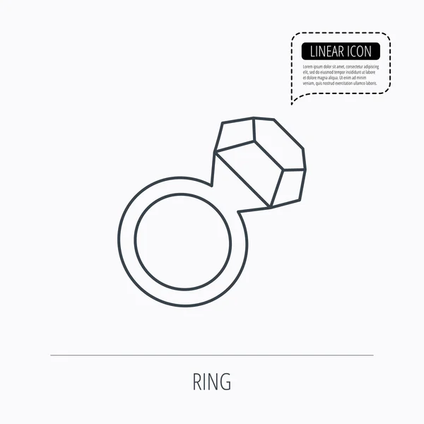 Кольцо с бриллиантовой иконой. Знак ювелирного . — стоковый вектор