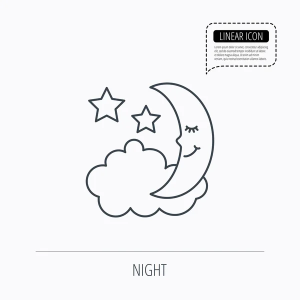 Ícone de noite ou sono. Lua e estrelas sinal . — Vetor de Stock