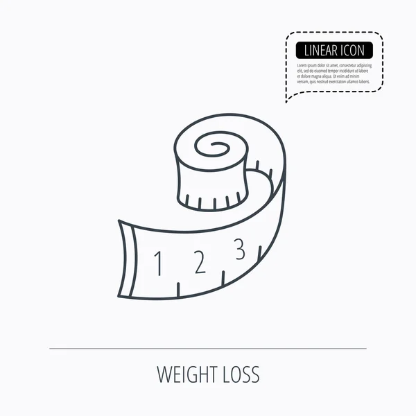 Meten tape pictogram. Gewicht verlies teken. — Stockvector