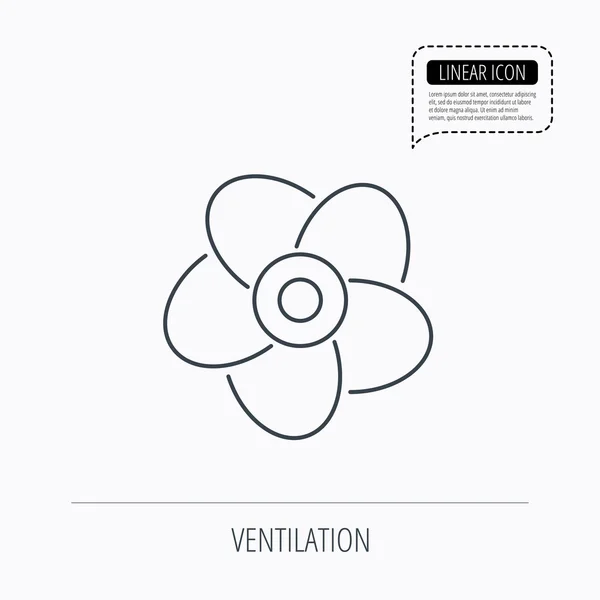 Ícone de ventilação. Sinal do ventilador ou da hélice . — Vetor de Stock