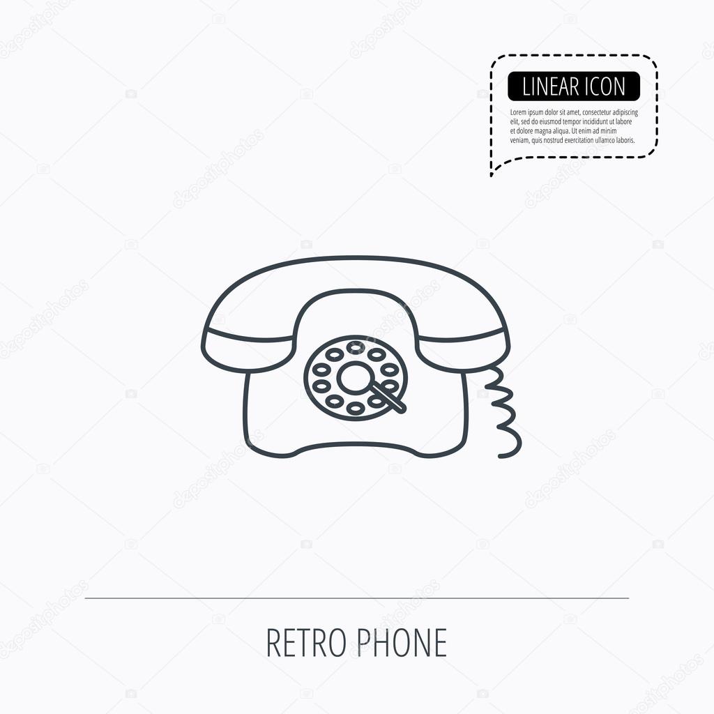 Retro phone icon. Old telephone sign.