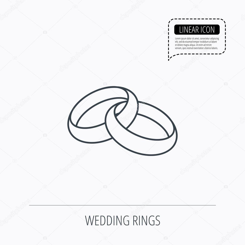 Wedding rings icon. Bride and groom jewelery.