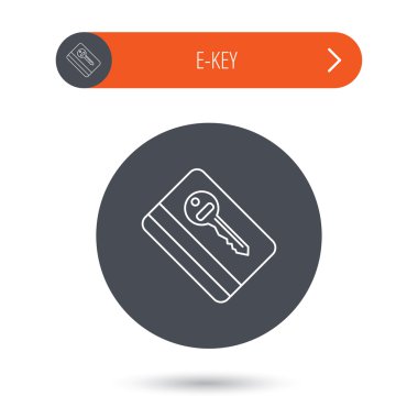 Elektronik anahtar simgesi. Otel odası kart işareti.