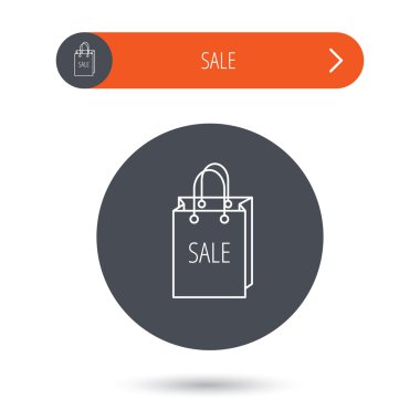 Satılık alışveriş çantası simgesi. El çantası işareti indirim.