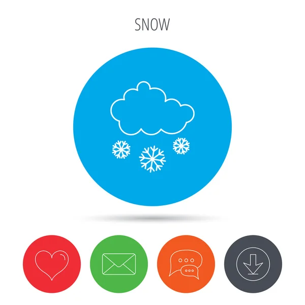 Ícone de neve. Flocos de neve com sinal de nuvem . —  Vetores de Stock