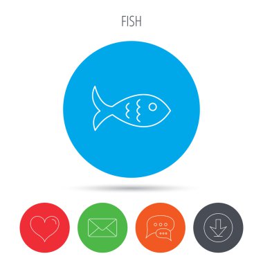 Balık simgesi. Deniz ürünleri işareti. Vejetaryen yiyecekler sembolü.