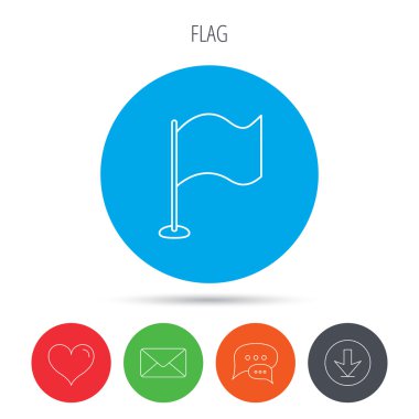 Dalgalanan bayrak simgesi. Konum işaretçisi işareti.