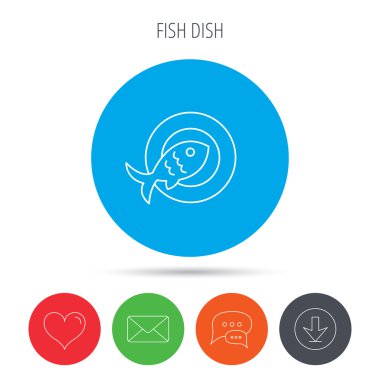 Balık simgesi. Deniz ürünleri işareti. Vejetaryen yiyecekler sembolü.