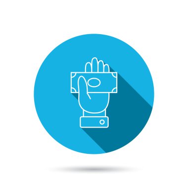 Para simgesi. El işareti veren nakit.