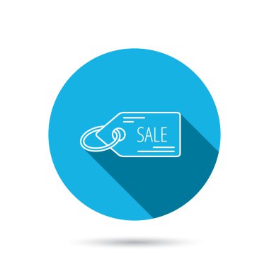 Satılık alışveriş bir ses etiketi simgesi. Etiket işareti indirim.