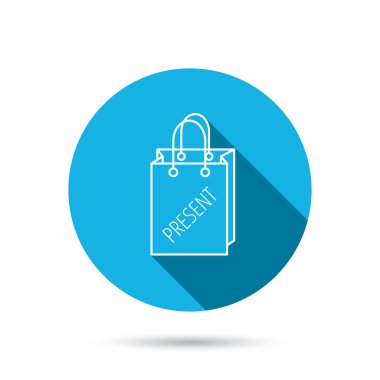 Mevcut alışveriş çantası simgesi. Hediyelik çanta işareti.