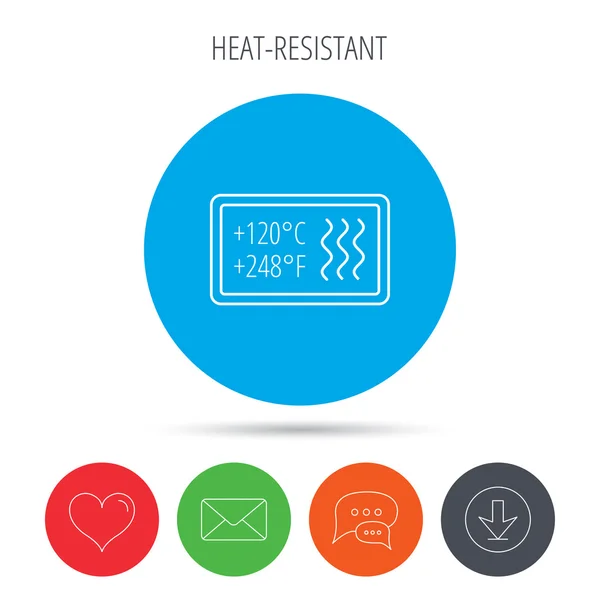 Icono resistente al calor. Microondas, lavavajillas info . — Vector de stock