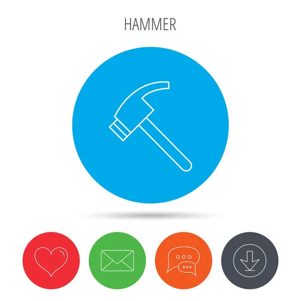 Hammer-ikonen. Reparera eller fixa verktyget tecken. — Stock vektor