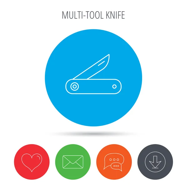 Multitool knife icon. Multifunction tool sign. — Stock Vector