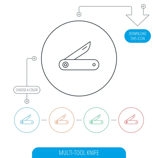 Multitool knife icon. Multifunction tool sign. — Stock Vector