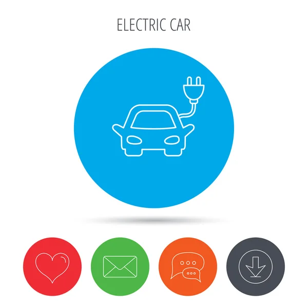 電気車のアイコン。ハイブリッド自動車の交通記号. — ストックベクタ