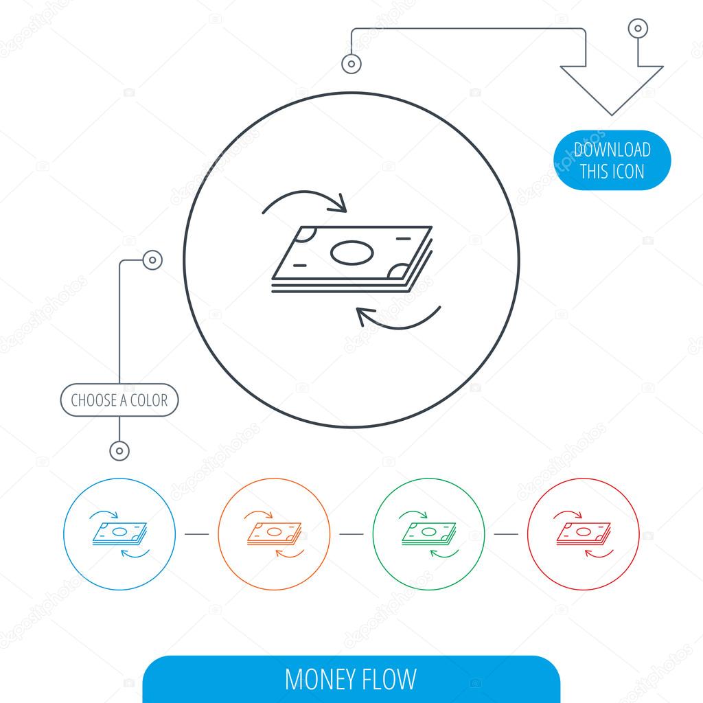 Money flow icon. Cash investment sign.