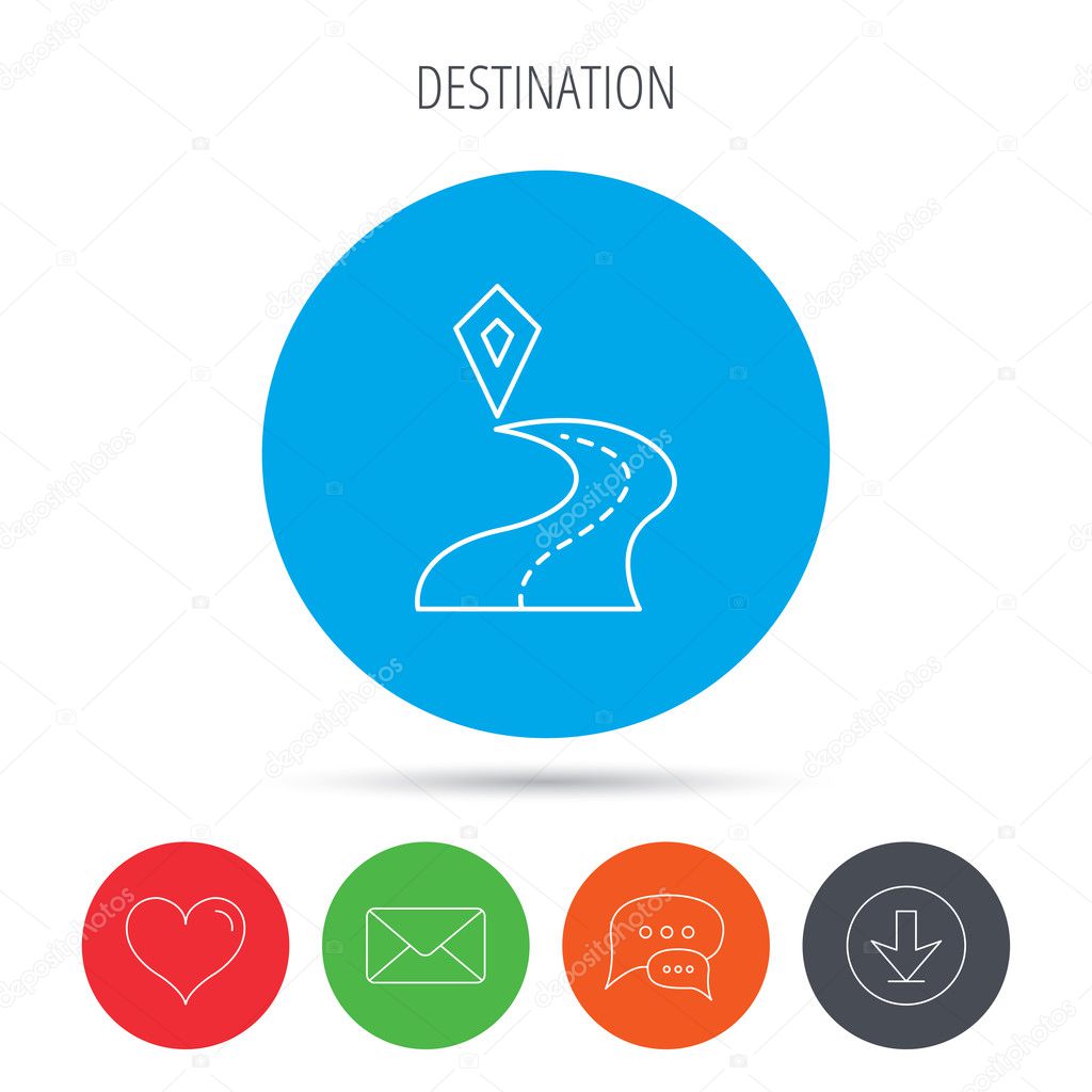 Destination pointer icon. Road location sign.