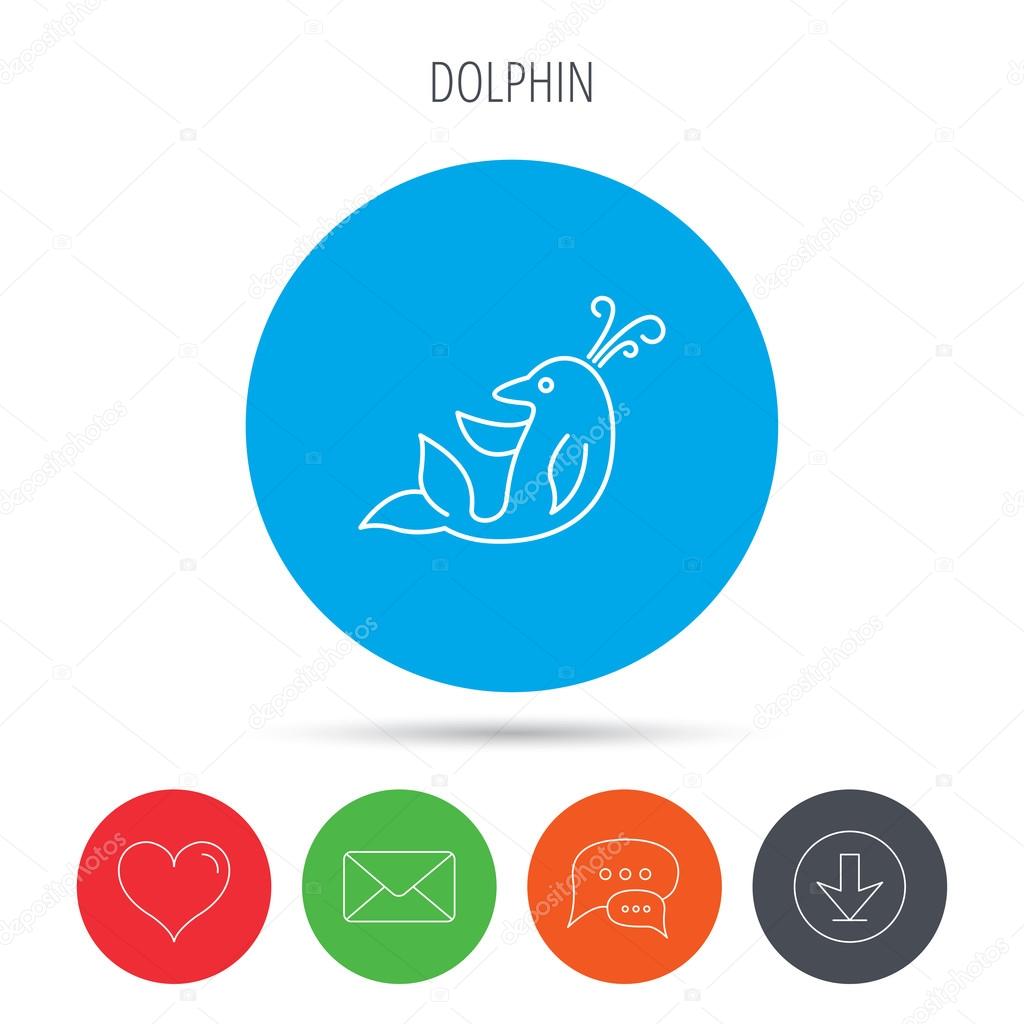 Dolphin icon. Cetacean mammal sign.