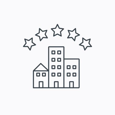 Hotel Icon. Beş yıldız işareti hizmet.