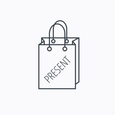 Mevcut alışveriş çantası simgesi. Hediyelik çanta işareti.