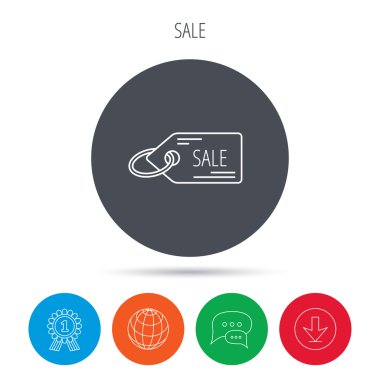 Satılık alışveriş bir ses etiketi simgesi. Etiket işareti indirim.