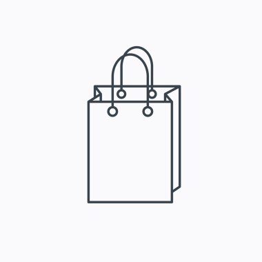 Alışveriş çantası simgesi. Satışı el çantası işareti.