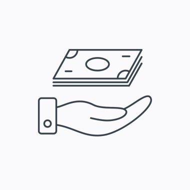 Para simge kaydetmek. El nakit işareti ile.