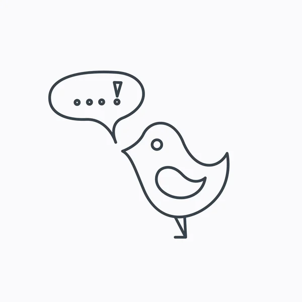 Vogel mit Sprechblasensymbol. Plauderzeichen. — Stockvektor