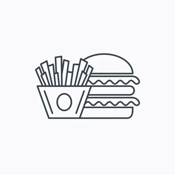 Burger and fries icon. Chips, sandwich sign. — Stock Vector