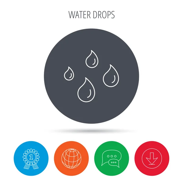 A vízcseppek ikonra. Eső vagy mosás jele. — Stock Vector