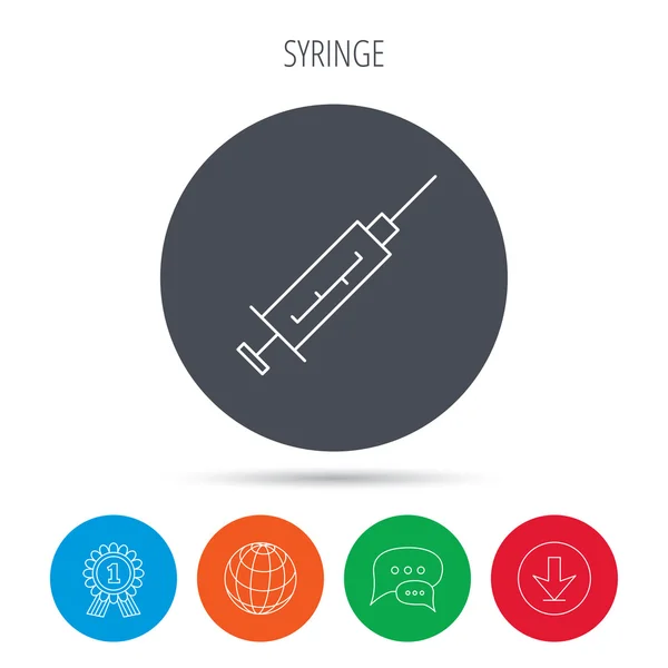 Syringe icon. Injection or vaccine instrument. — Stock Vector