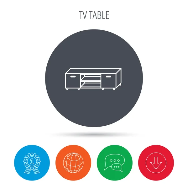 Table TV stand icône. Meubles de télévision signe . — Image vectorielle