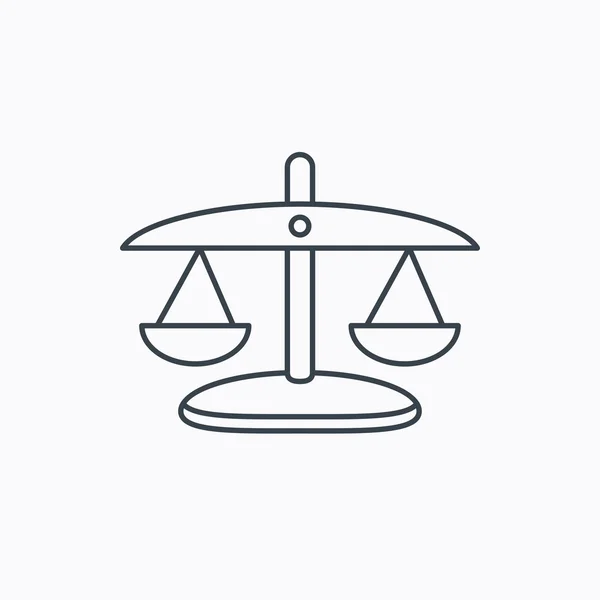 Schalen van Justitie pictogram. Wet en rechter teken. — Stockvector