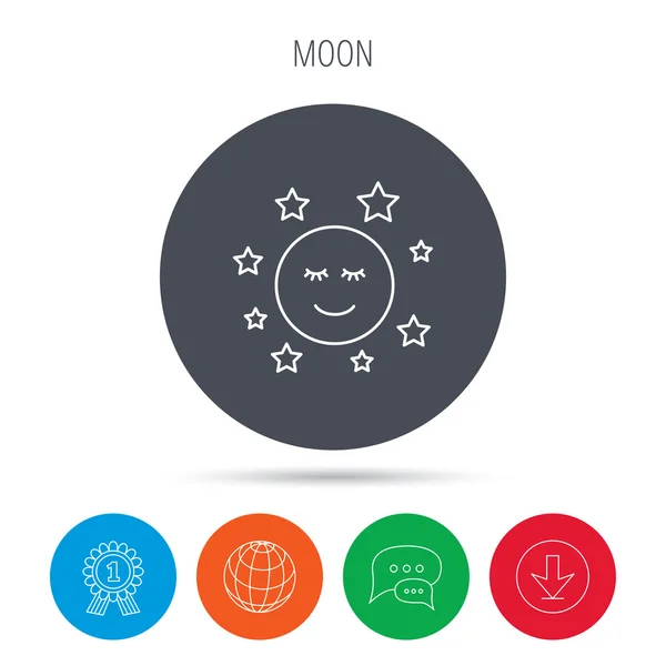 Moon and stars icon. Night or sleep sign. — Stock Vector
