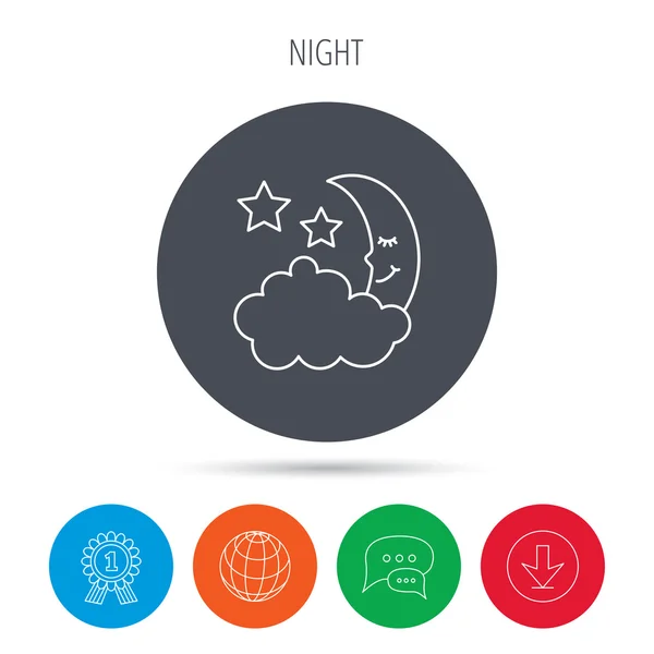 Night or sleep icon. Moon and stars sign. — Stock Vector