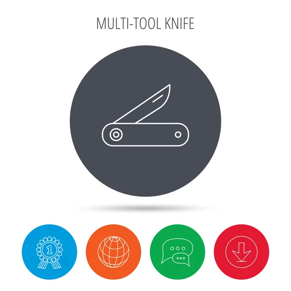 Multitool knife icon. Multifunction tool sign. — Stock Vector